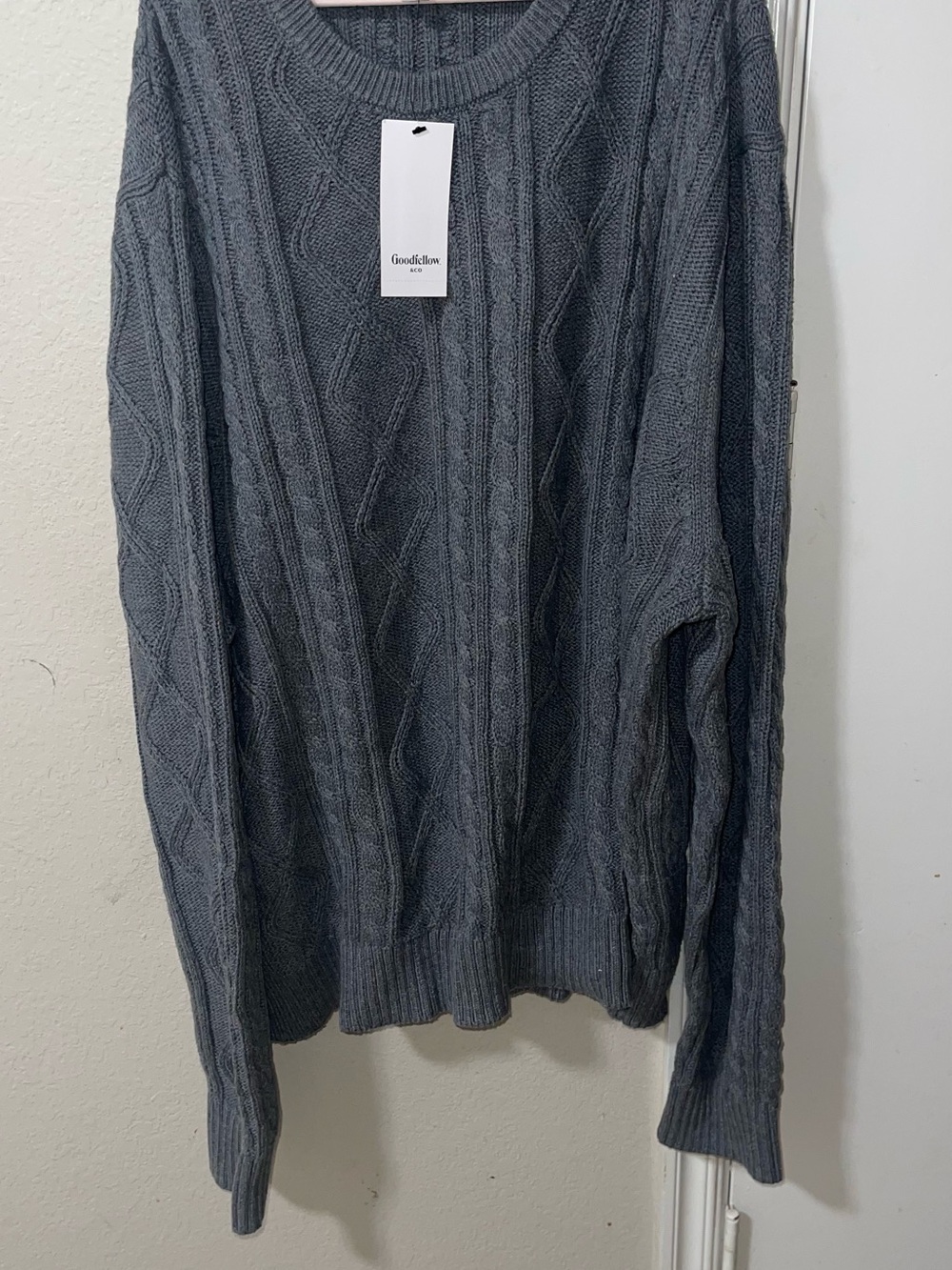 Target Men's Cable Knit Crewneck Sweater in Gray